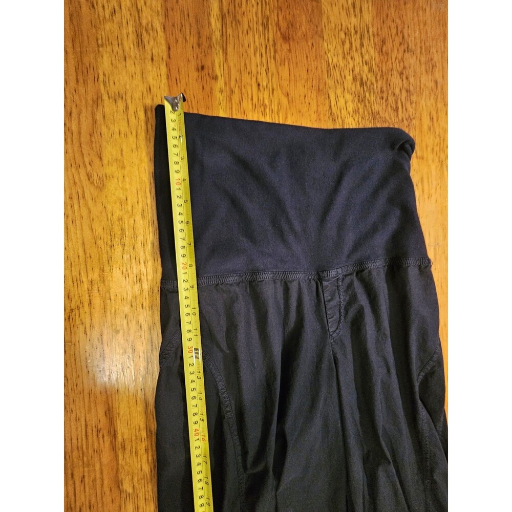 XCVI Vienne Stretch Poplin Wide Leg Flared Pants Foldover Jersey Waist M Black - Picture 5 of 10